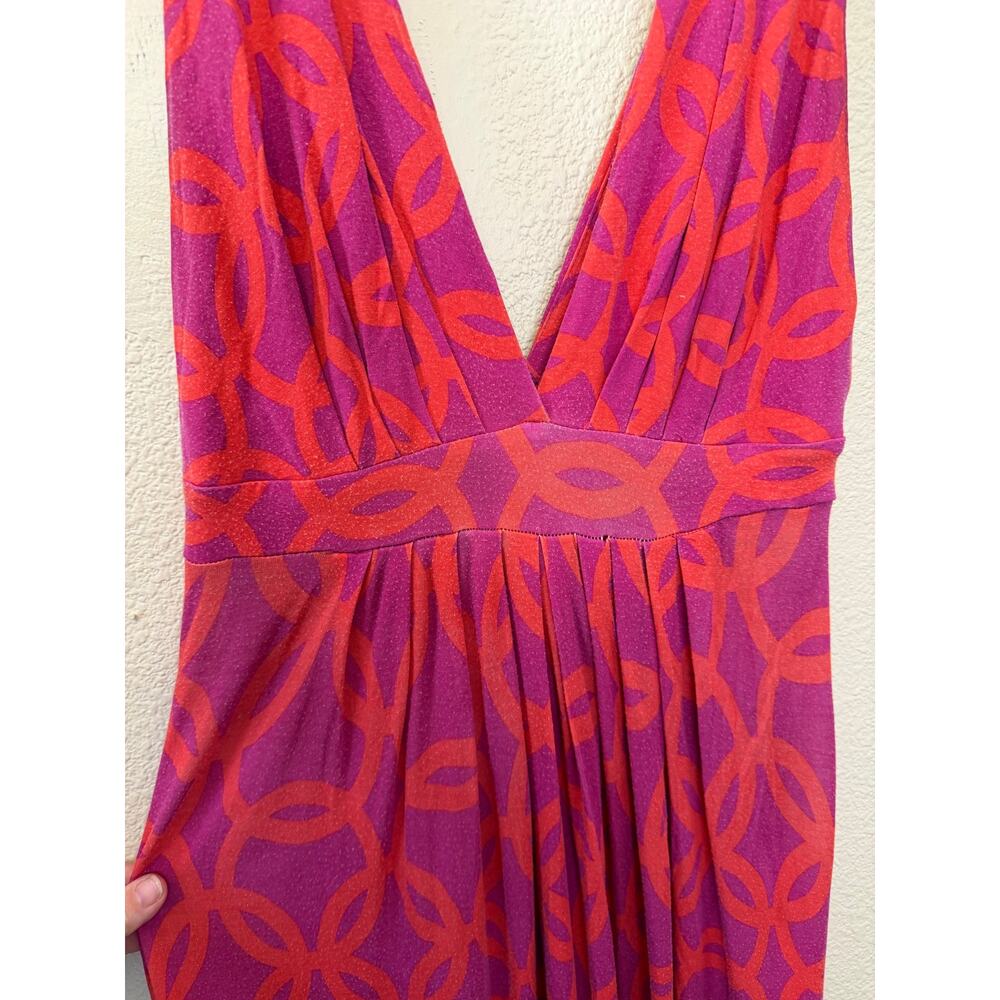 Tart Tropical Midcentury Boho Resortwear V Neck Sleevless Maxi Dress XS Pink - Picture 3 of 11
